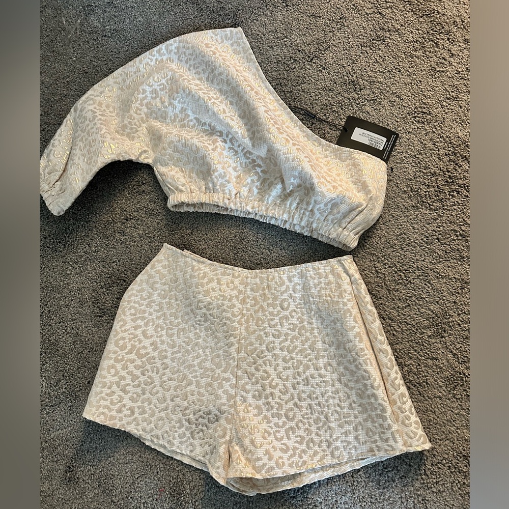 Nasty Gal Cream Leopard Print Set